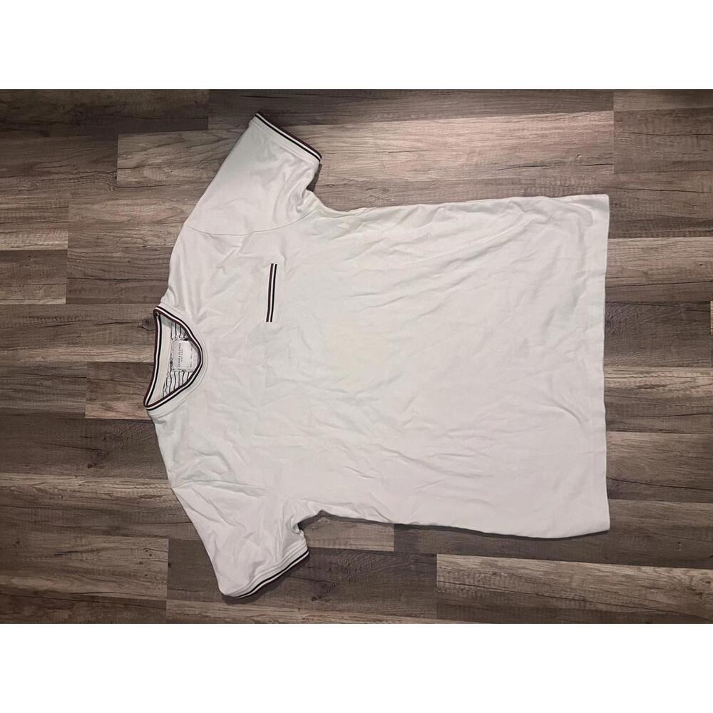 Denim & Flower Men's White T-Shirt with Striped Trim